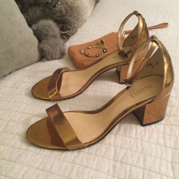 SCHUTZ Chimes bronze Block Heel Sandals 8.5 - Picture 7 of 16